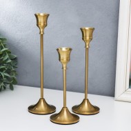 Подсвечник металл "Женева" набор 3 шт золото 7х7х20, 7х7х23, 7х7х25,5 см 7351265 Подсвечник металл "Женева" набор 3 шт золото 7х7х20, 7х7х23, 7х7х25,5 см 7351265